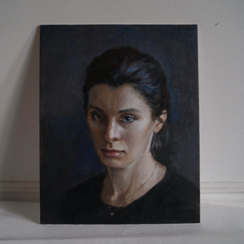 Oil portrait on a rectangle canvas (painted from a photograph)