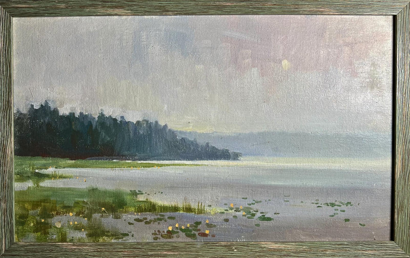 Oil painting Tranquility by the river Tatyana Derdey