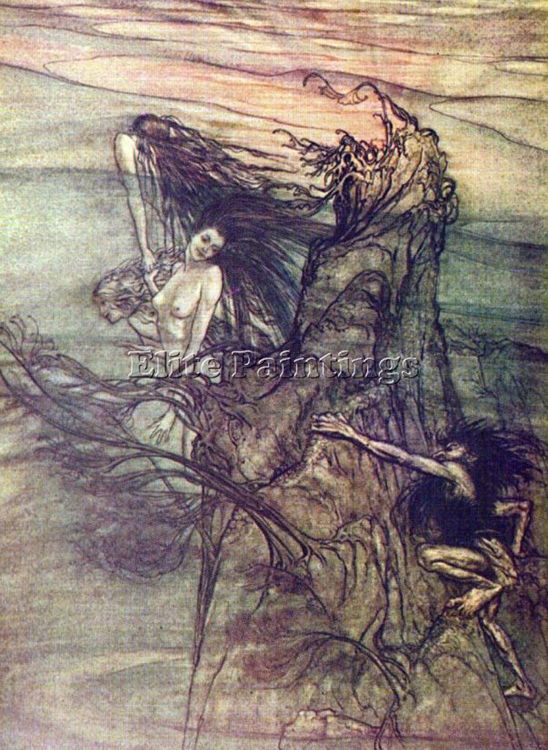 ARTHUR RACKHAM RING3 ARTIST PAINTING REPRODUCTION HANDMADE OIL CANVAS REPRO WALL
