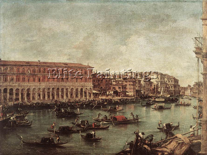 FRANCESCO GUARDI THE GRAND CANAL AT TH FISH MARKET PESCHERIA ARTIST PAINTING OIL