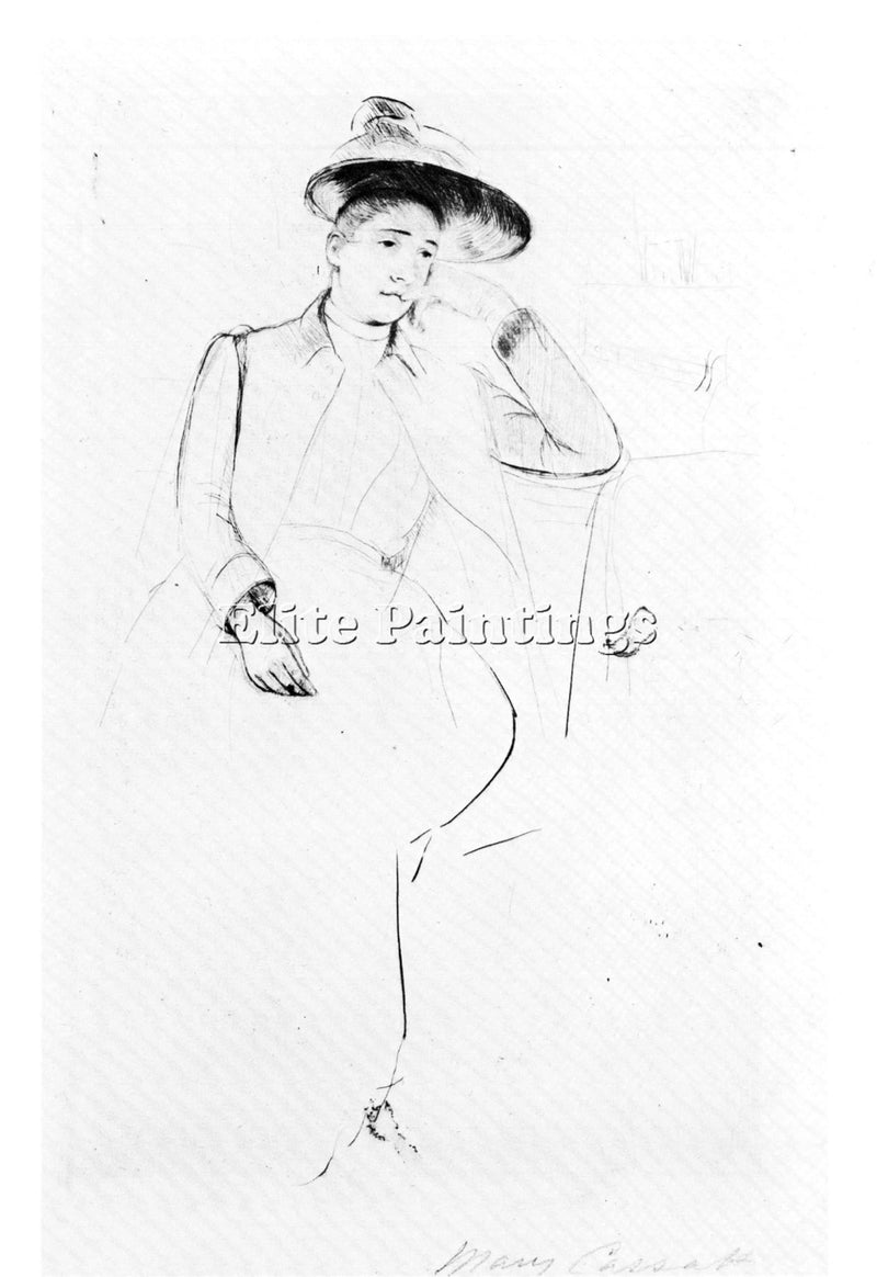 CASSATT CELESTE SITTING ON A BANK IN THE PARK ARTIST PAINTING REPRODUCTION OIL