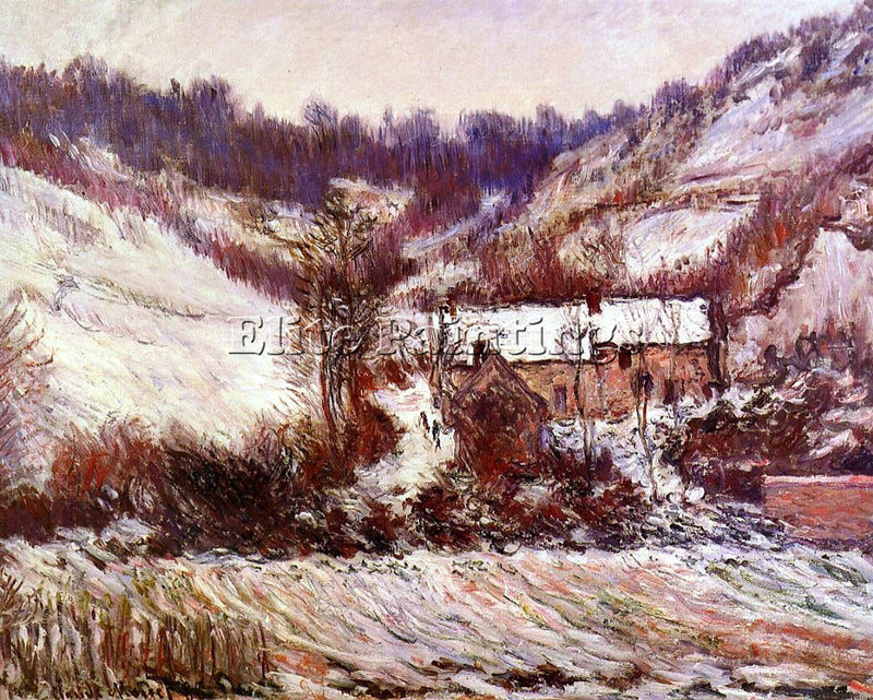 CLAUDE MONET SNOW EFFECT AT FALAISE ARTIST PAINTING REPRODUCTION HANDMADE OIL