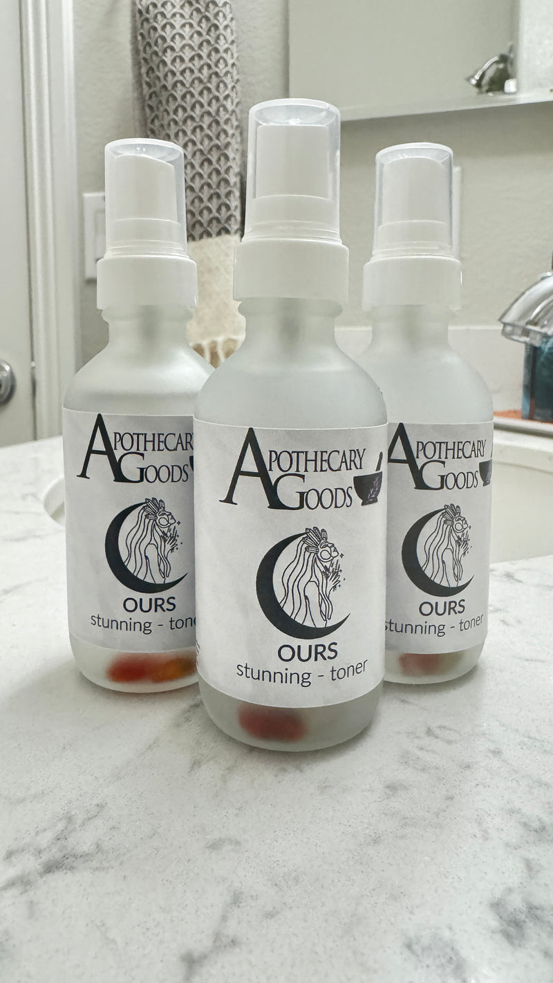 Apothecary  Goods | That Witch Beauty | OURS Stunning Facial Toner  | All Natural | Gender Neutral | Clean | Cruelty Free | Vegan | Crystal Infused | Gentle Cleanser | Safe for all Skin Types