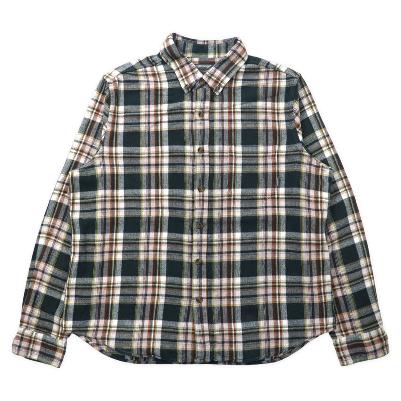Eddie Bauer フランネル ボタンダウンシャツ L グリーン コットン