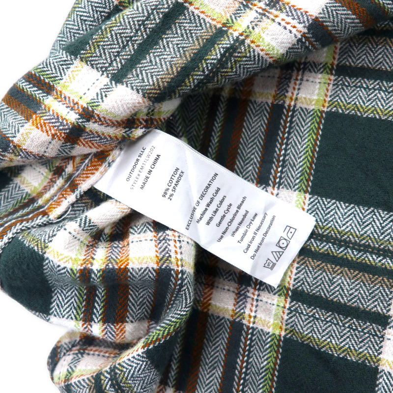 Eddie Bauer フランネル ボタンダウンシャツ L グリーン コットン