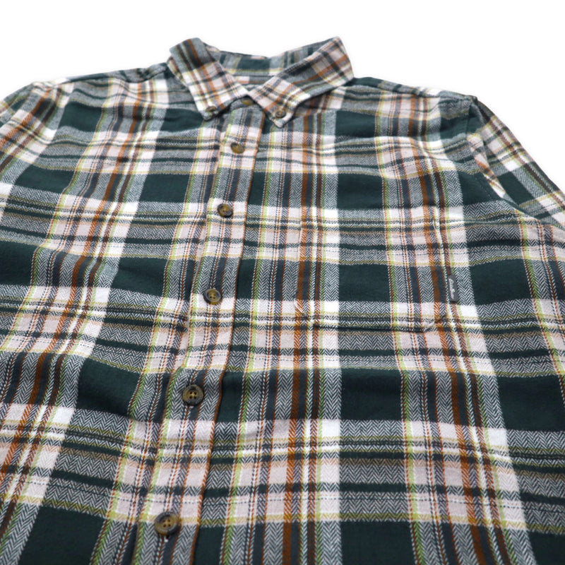 Eddie Bauer フランネル ボタンダウンシャツ L グリーン コットン