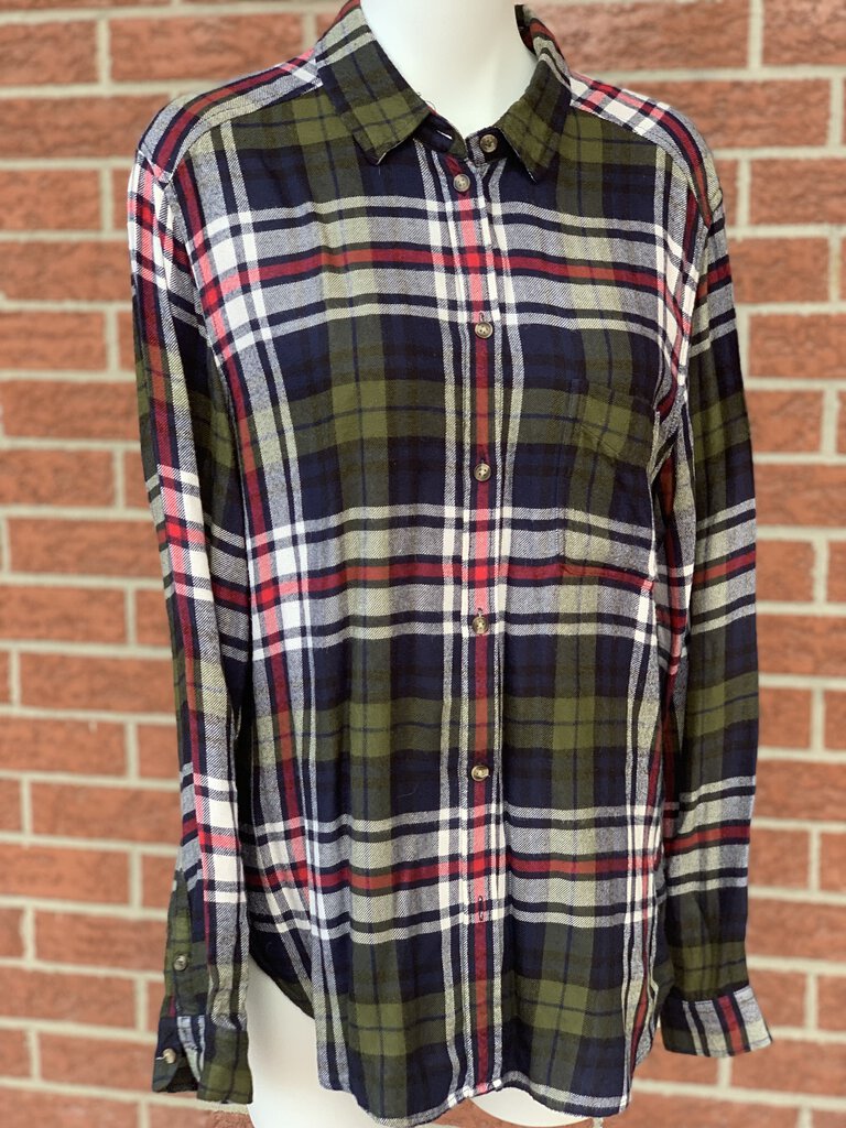 American Eagle boyfriend fit plaid button up L