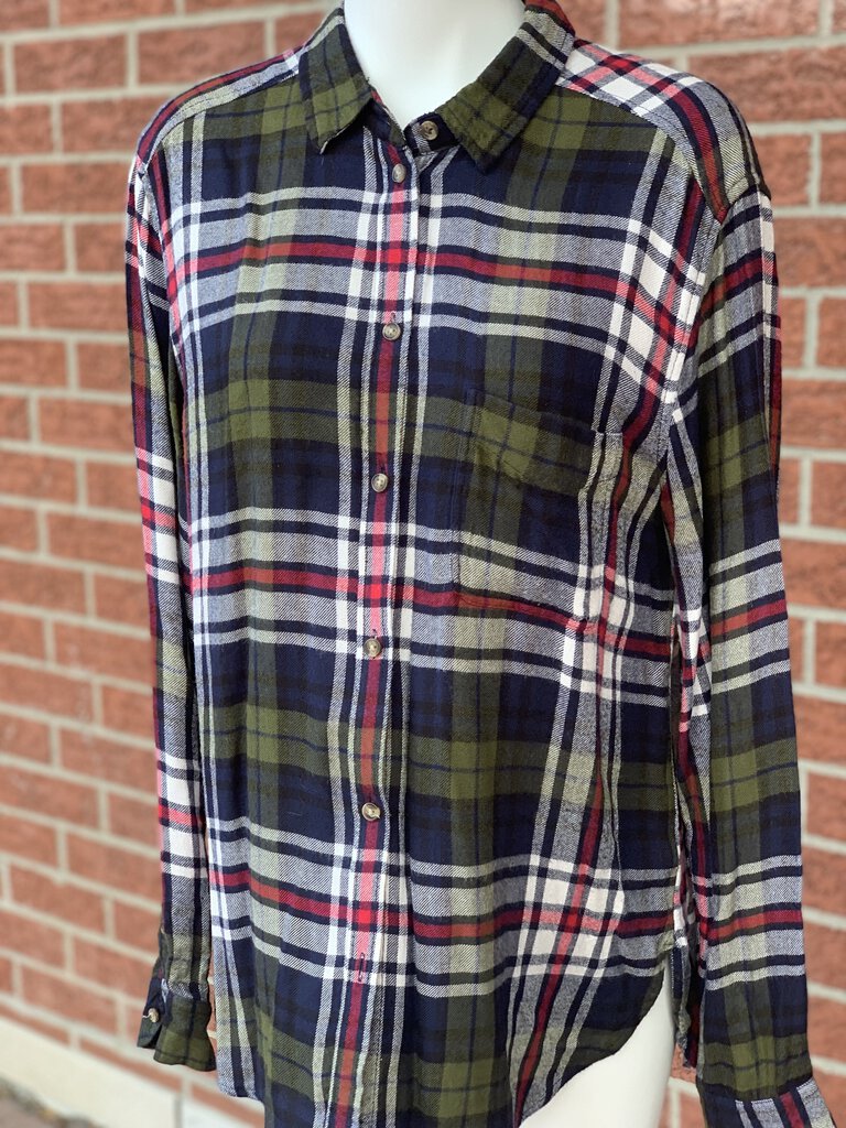 American Eagle boyfriend fit plaid button up L