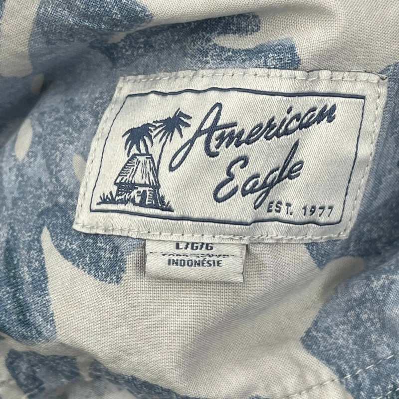 American Eagle Hawaiian Shirt - Large Blue Cotton