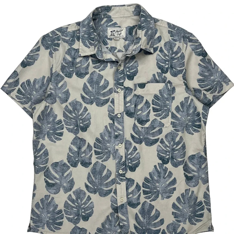 American Eagle Hawaiian Shirt - Large Blue Cotton
