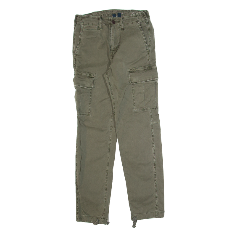 AMERICAN EAGLE Cargo Mens Trousers Green Slim Tapered W28 L28