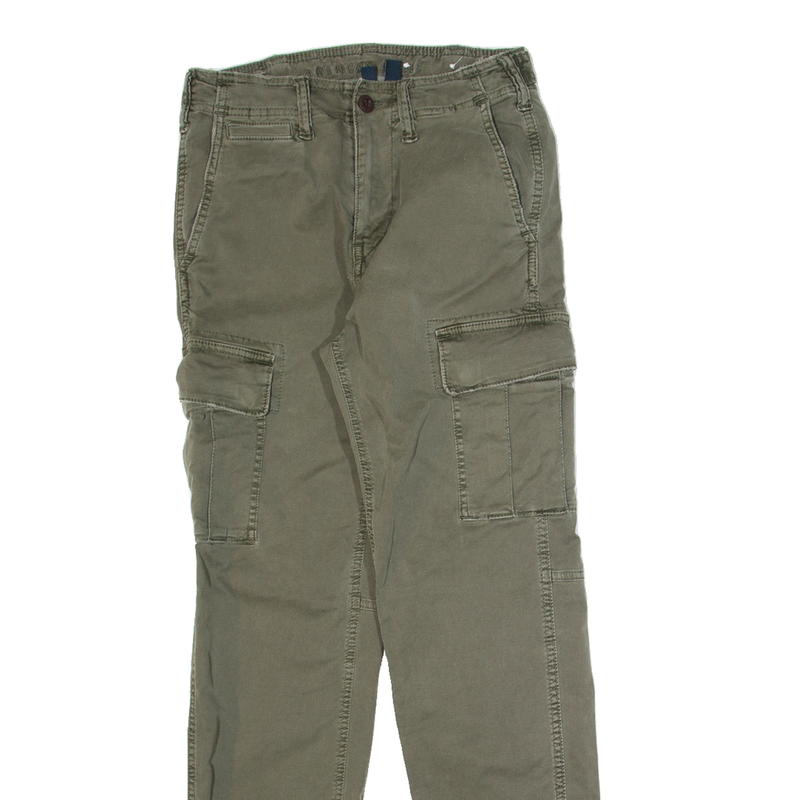 AMERICAN EAGLE Cargo Mens Trousers Green Slim Tapered W28 L28
