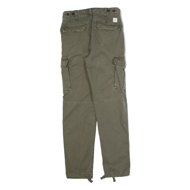 AMERICAN EAGLE Cargo Mens Trousers Green Slim Tapered W28 L28