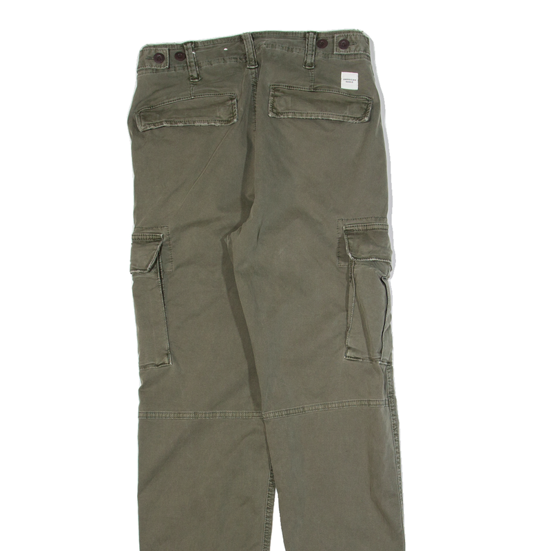 AMERICAN EAGLE Cargo Mens Trousers Green Slim Tapered W28 L28