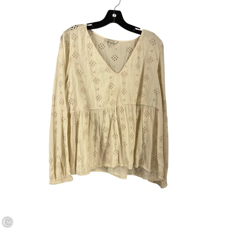 Top Long Sleeve By American Eagle In Cream, Size: Xl