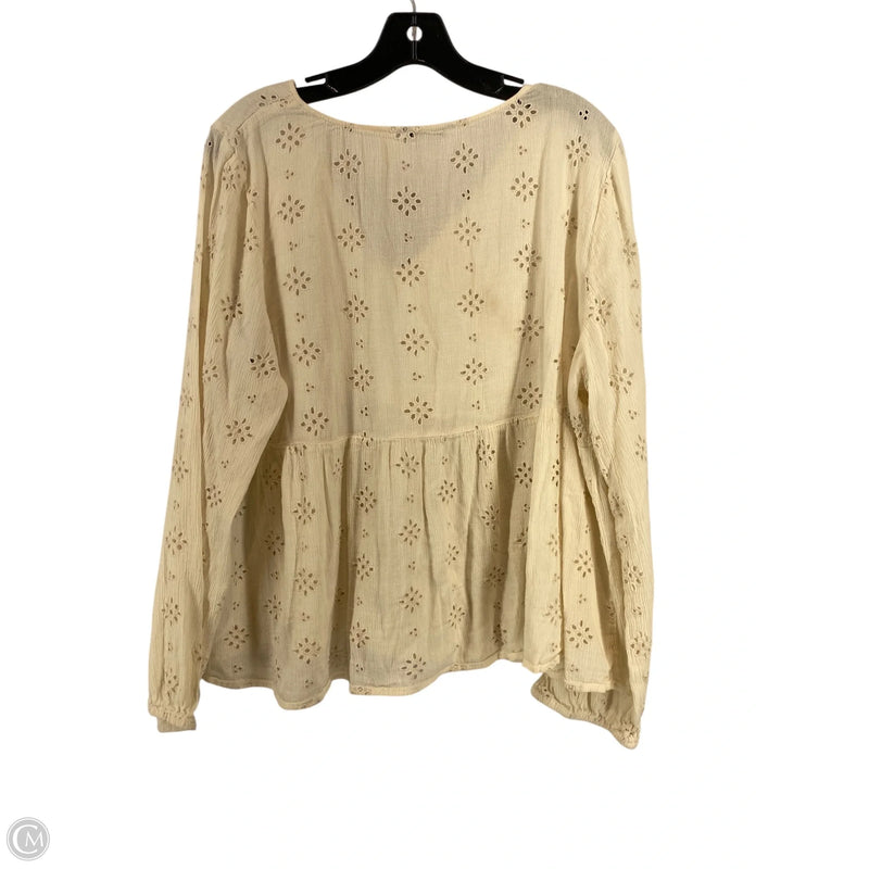 Top Long Sleeve By American Eagle In Cream, Size: Xl
