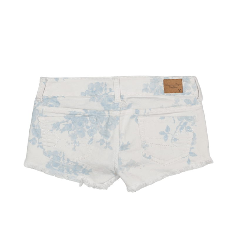AMERICAN EAGLE Denim Shorts White Regular Floral Womens S W28