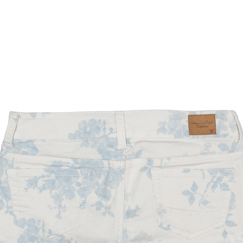 AMERICAN EAGLE Denim Shorts White Regular Floral Womens S W28