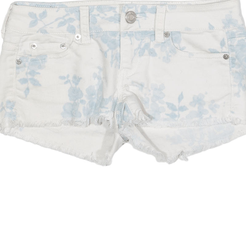 AMERICAN EAGLE Denim Shorts White Regular Floral Womens S W28