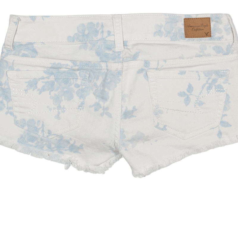 AMERICAN EAGLE Denim Shorts White Regular Floral Womens S W28