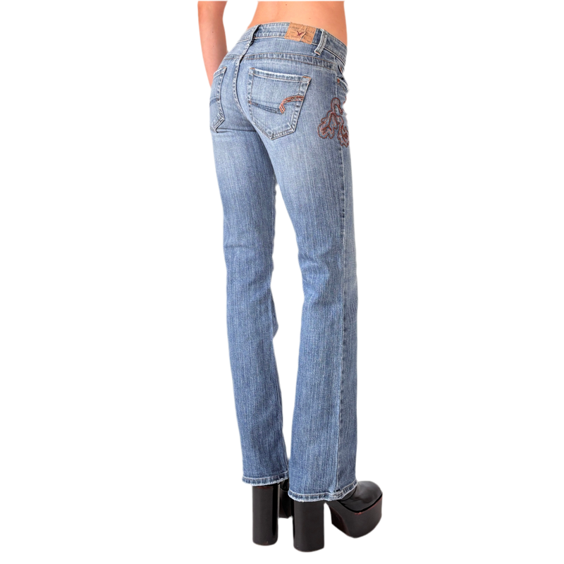 Y2K Embellished Low Rise Jeans (XS)