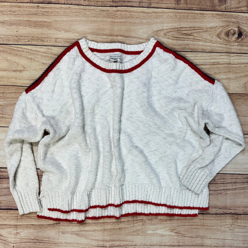 (LARGE) CREAM SWEATER W/ PURPLE & RED ACCENTS