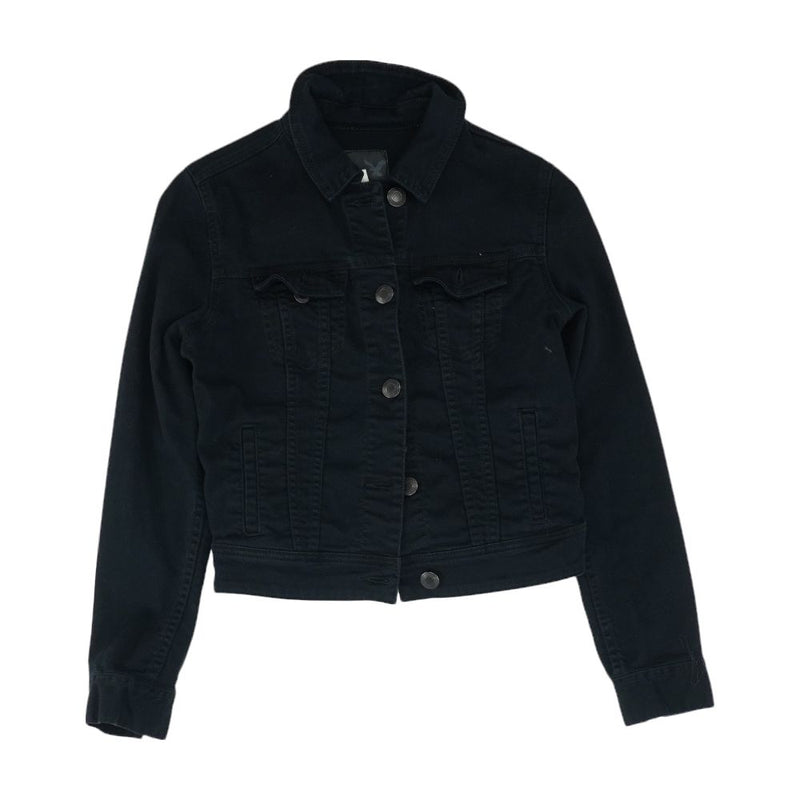 Black Solid Denim Jacket