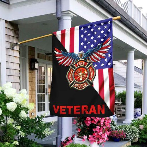 Firefighter Veteran American Eagle House Flag LT11