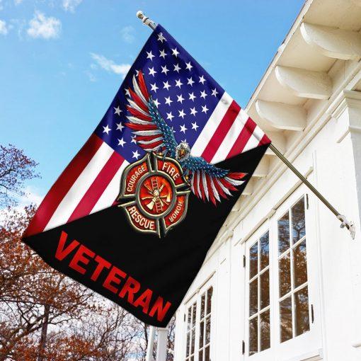 Firefighter Veteran American Eagle House Flag LT11