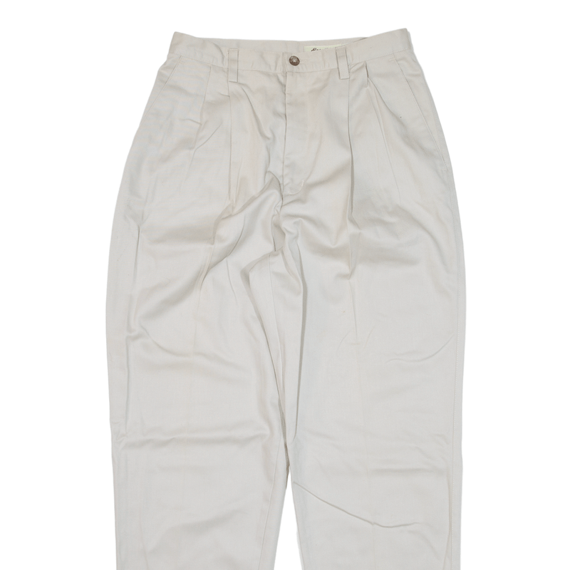 EDDIE BAUER Pleated Trousers Beige Regular Tapered Womens W28 L30