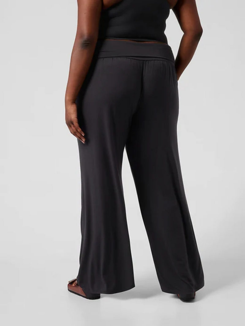 Athleta Black Soft Lounge Elastic Waist Wide Leg Studio Pant