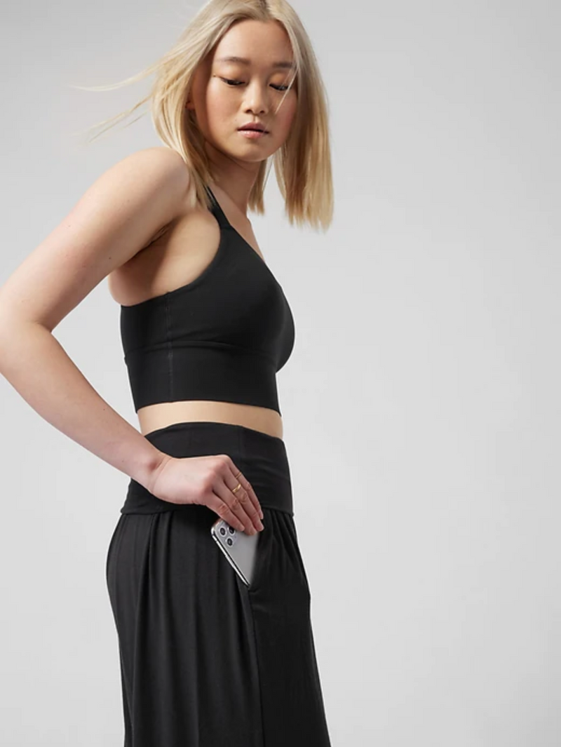 Athleta Black Soft Lounge Elastic Waist Wide Leg Studio Pant