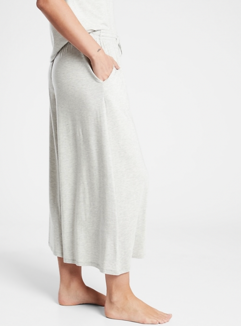Athleta Light Gray Heather Nighttime Bliss Sleep Wide Leg Crop Pajama Pant