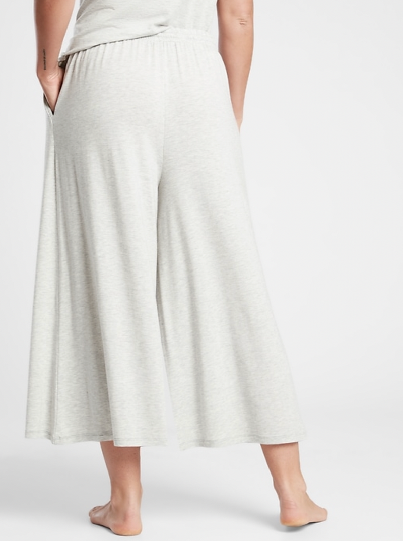 Athleta Light Gray Heather Nighttime Bliss Sleep Wide Leg Crop Pajama Pant