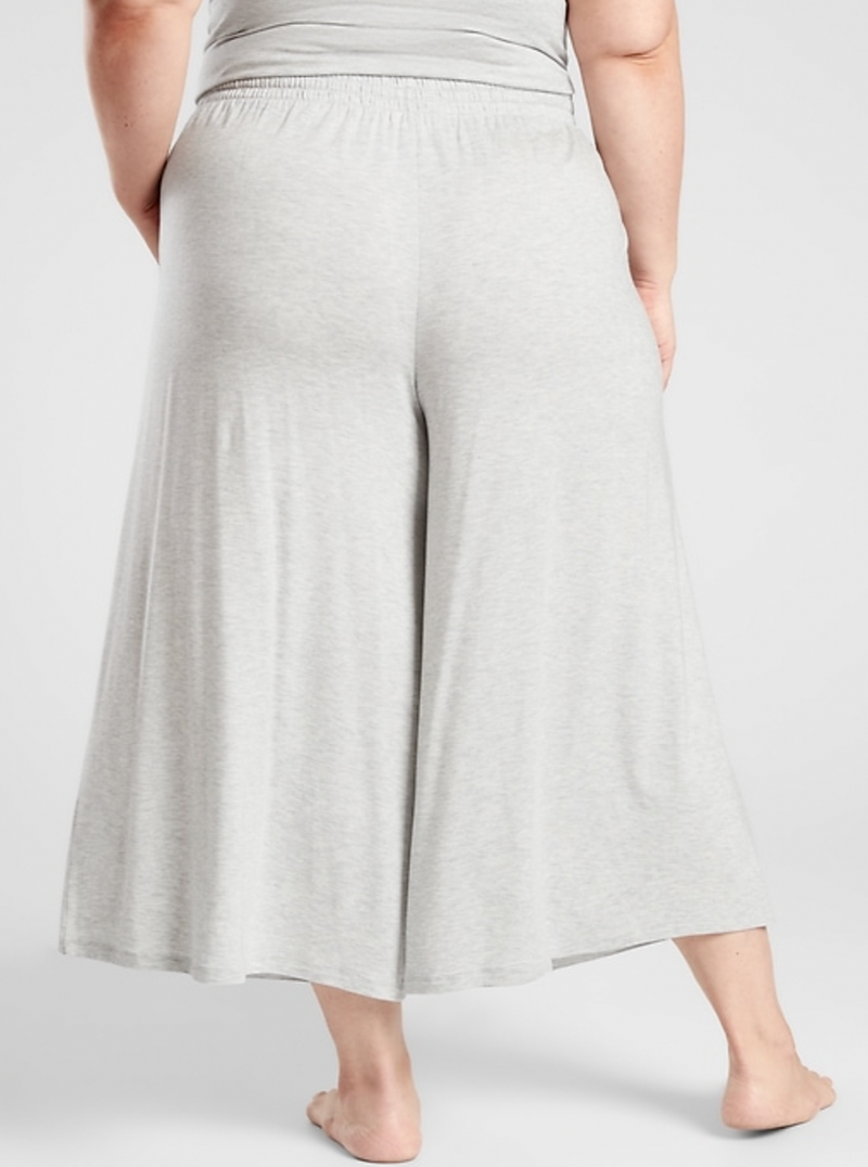 Athleta Light Gray Heather Nighttime Bliss Sleep Wide Leg Crop Pajama Pant