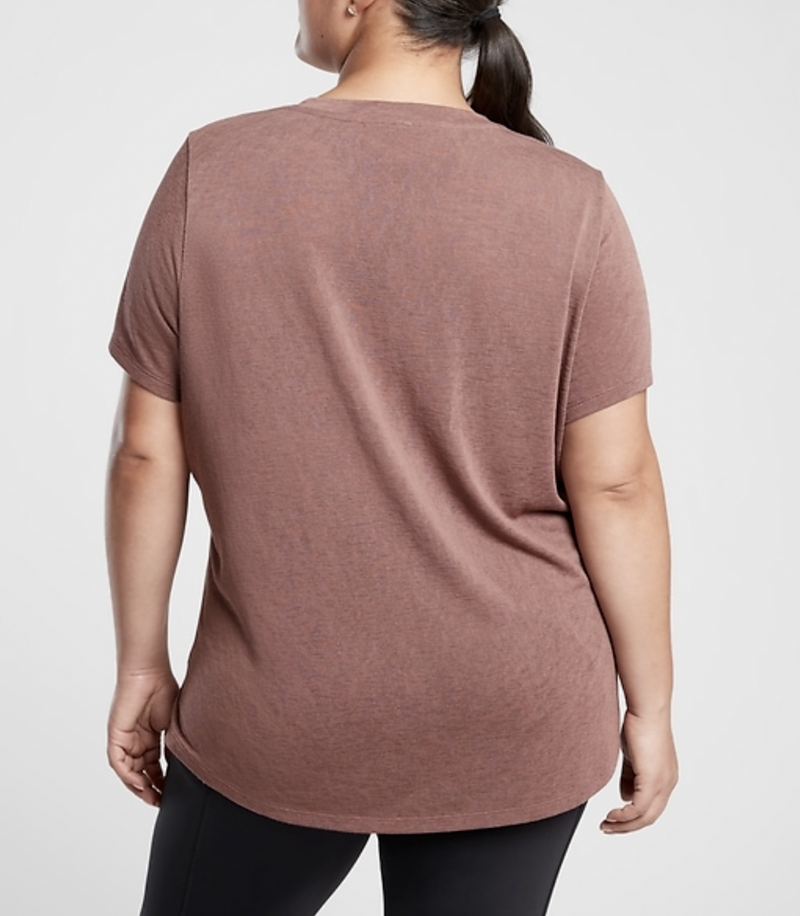 Athleta Heart Rose Scoop V-Neck Short Sleeve Breezy Tee Top