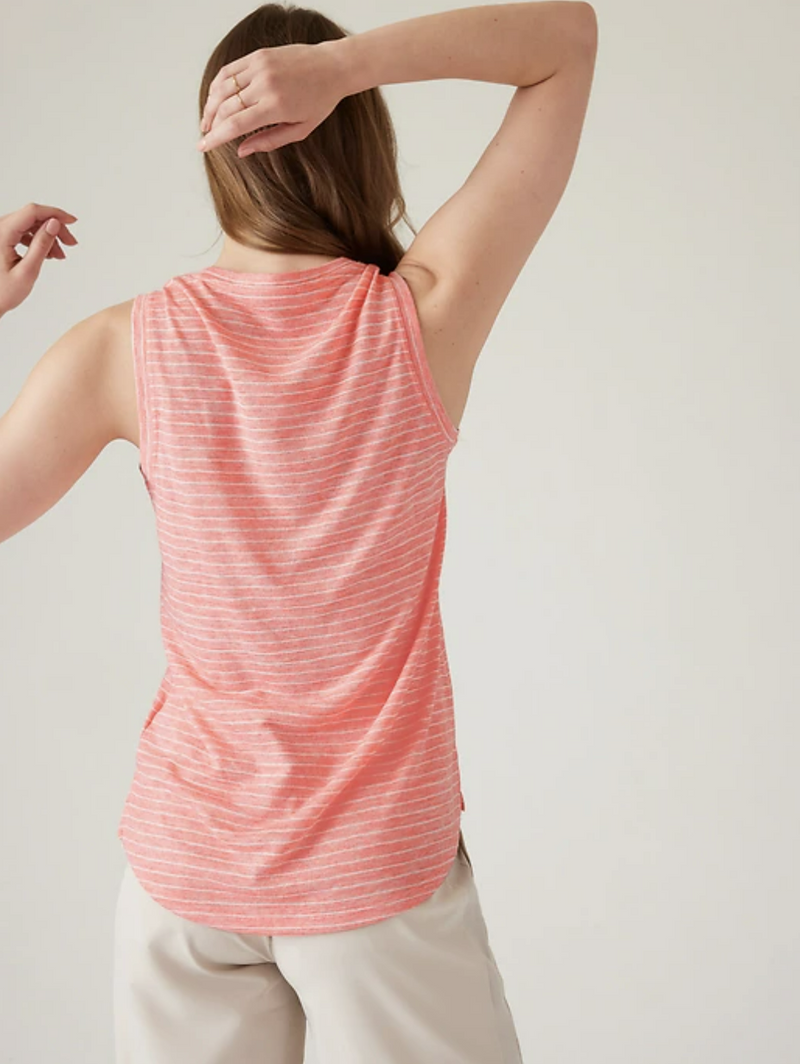 Athleta Breezy Stripe Sunset Glow Sleeveless Breezy Top Tank