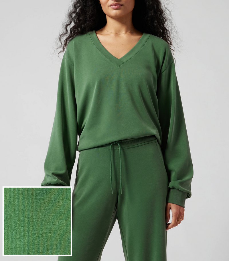 Athleta Green V-Neck UPF 50+ Seasoft Willow Sweatshirt