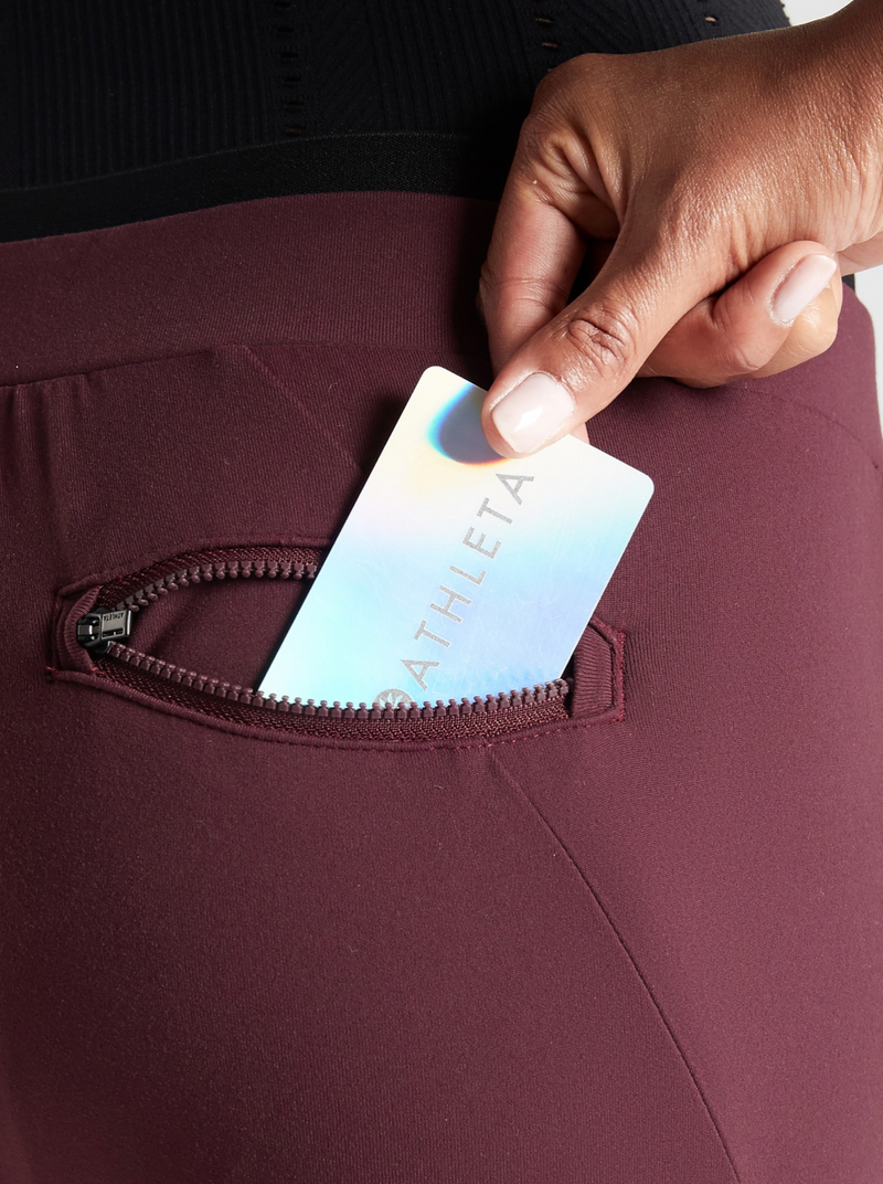 Athleta Studio Burgundy Elastic Waist Venice Pintuck Pant