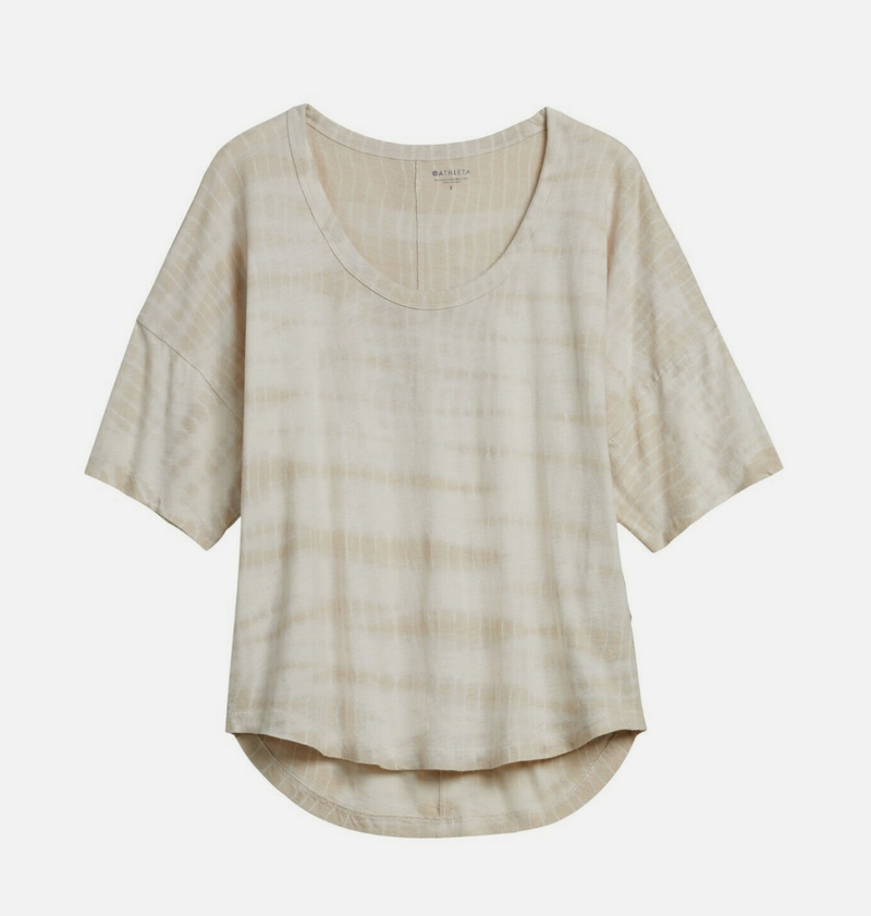Athleta Chantilly Cream Short Sleeve Organic Daily Tie-Dye Commute Tee