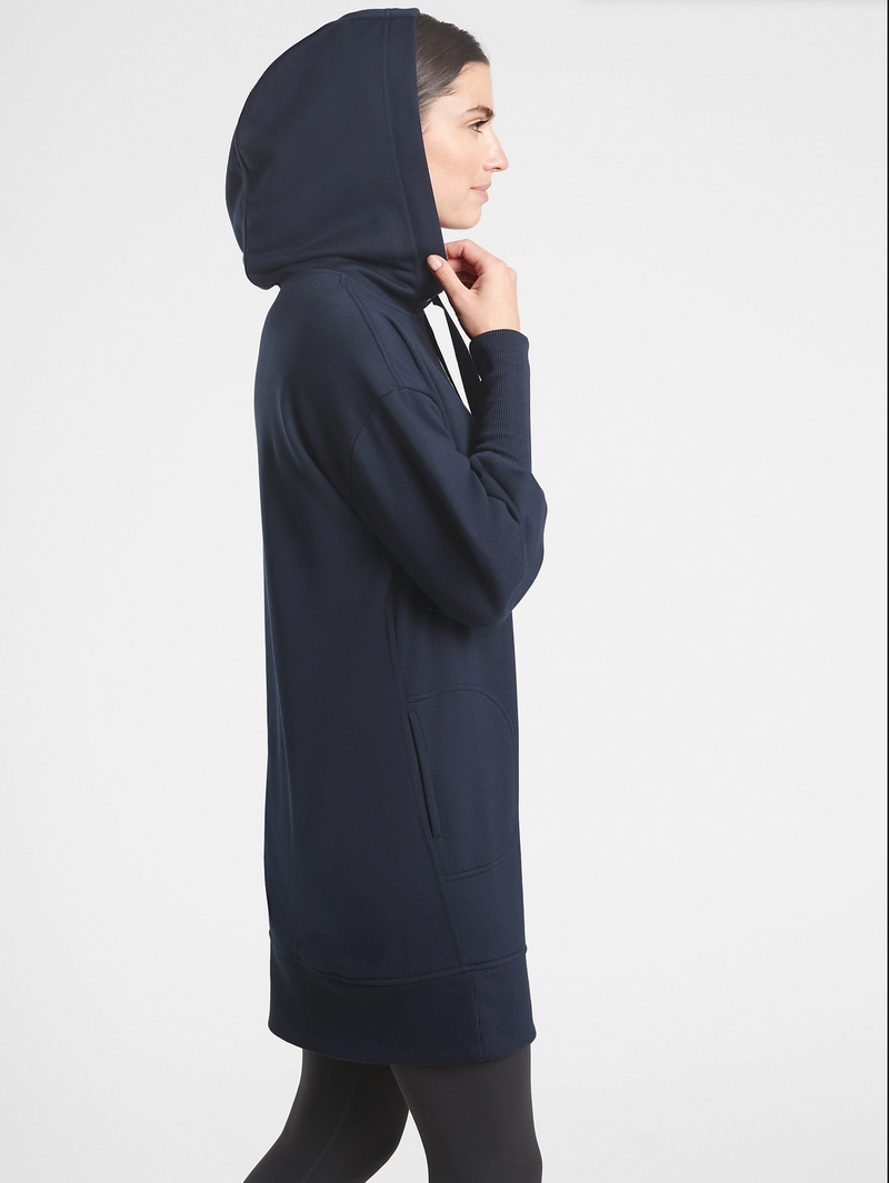 Athleta Navy Blue Long Sleeve Mala Hoodie Dress