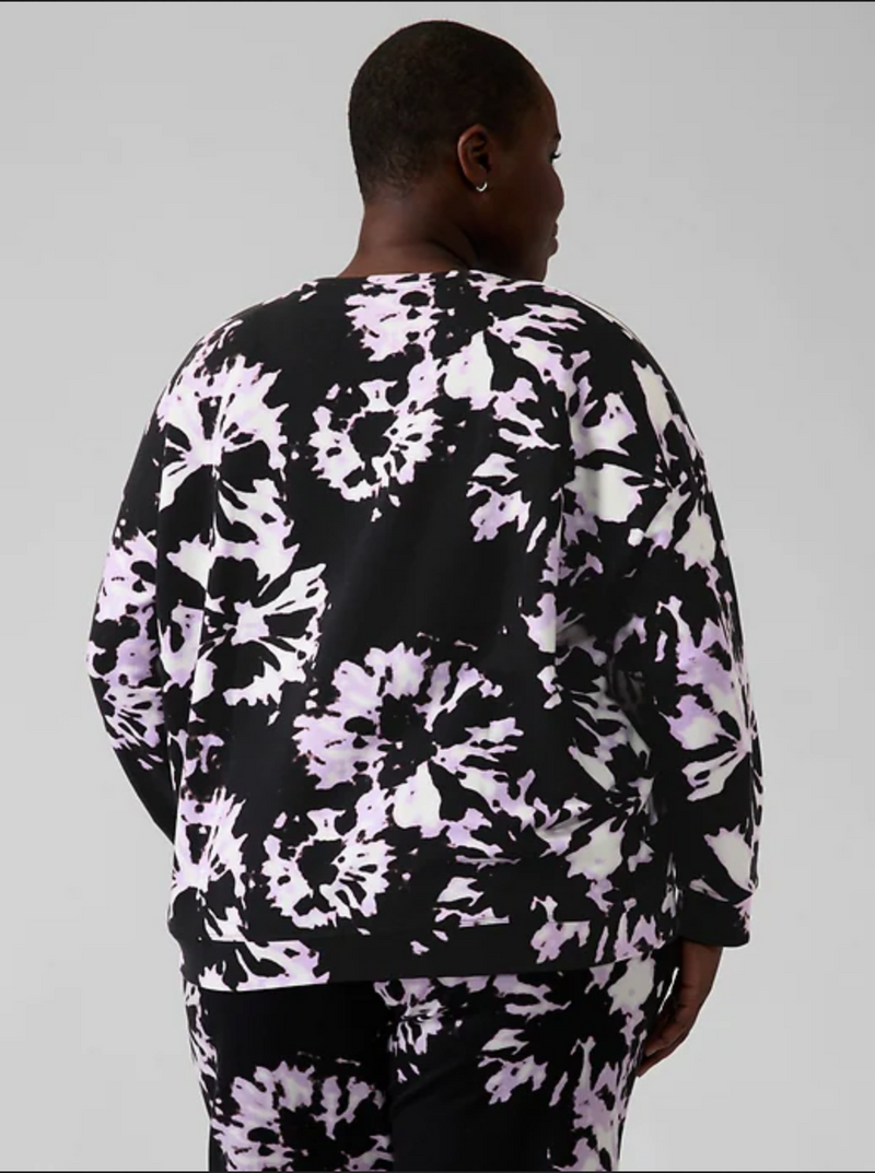 Athleta Willow Elfin Purple Balance Printed Pullover Sweatshirt