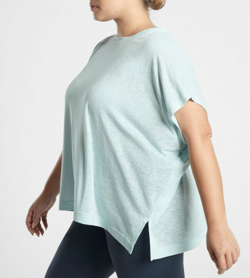 Athleta Gentle Blue Scoop Short Sleeve Release Breezy Tee