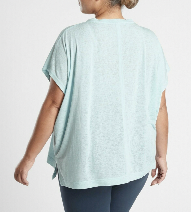 Athleta Gentle Blue Scoop Short Sleeve Release Breezy Tee