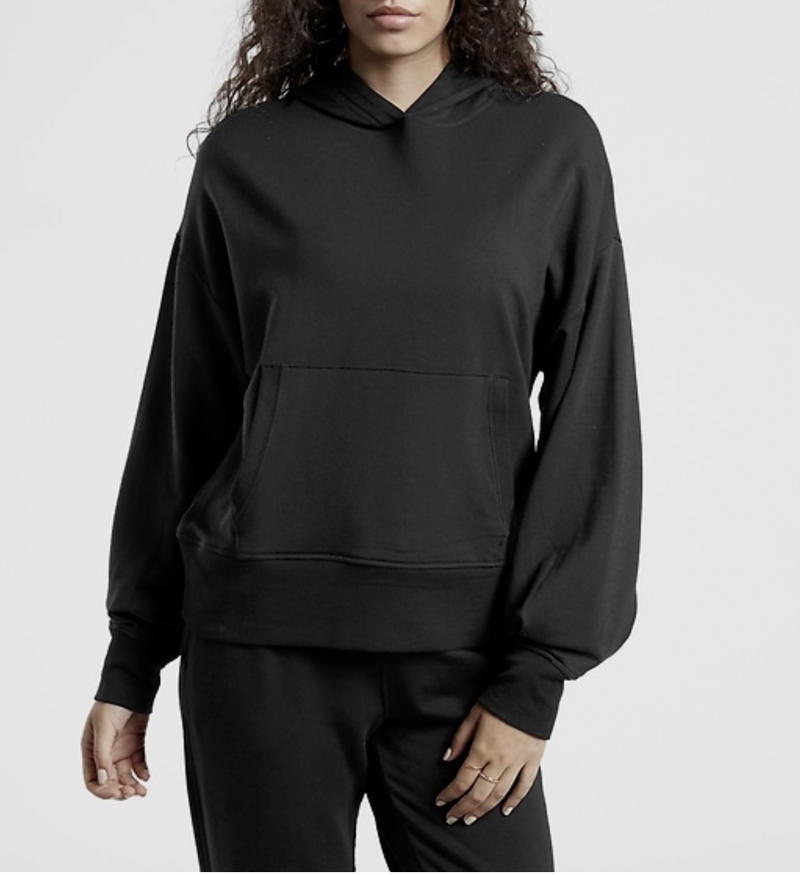 Athleta Black Long Sleeve Balance Hoodie Sweatshirt Top